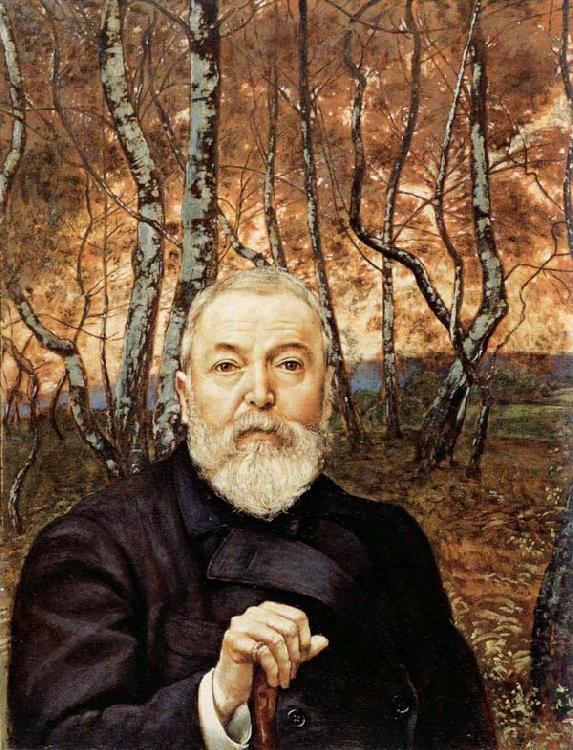 Hans Thoma Self-Portrait before a Birch Wood Sweden oil painting art